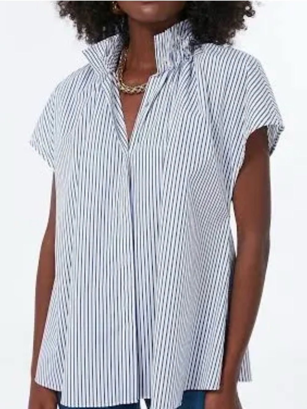 Pomander Place Blue Striped Rae Blouse Small